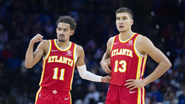 Trae Young and Bogdan Bogdanvoic, Atlanta Hawks. Photo by Mitchell Leff/Getty Images