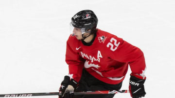 Dylan Cozens #22 of Canada. (Photo by Codie McLachlan/Getty Images)