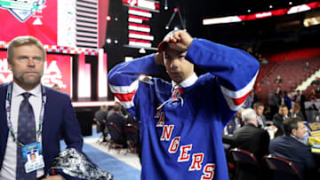 Eric Ciccolini after being selected by the New York Rangers (Photo by Bruce Bennett/Getty Images)