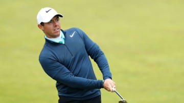 LONDONDERRY, NORTHERN IRELAND - JULY 07: Rory McIlroy of Northern Ireland chips to the 8th green during day two of the Dubai Duty Free Irish Open at Portstewart Golf Club on July 7, 2017 in Londonderry, Northern Ireland. (Photo by Warren Little/Getty Images)