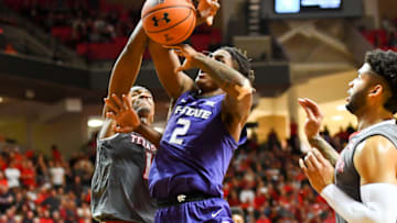 LUBBOCK, TX - JANUARY 05: Cartier Diarra #2 of the Kansas State Wildcats goes to the basket against Tariq Owens #11 of the Texas Tech Red Raiders during the second half of the game on January 5, 2019 at United Supermarkets Arena in Lubbock, Texas. Texas Tech defeated Kansas State 63-57. (Photo by John Weast/Getty Images)