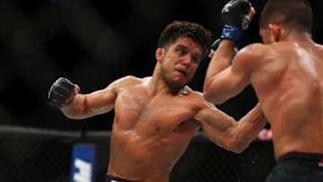 7DETROIT, MI - DECEMBER 02: Henry Cejudo (L) battles Sergio Pettis (R) during UFC 218 at Little Ceasars Arena on December 2, 2018 in Detroit, Michigan. (Photo by Gregory Shamus/Getty Images)