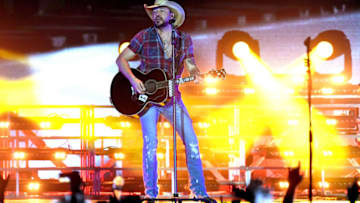 INDIO, CALIFORNIA - APRIL 28: Jason Aldean performs onstage during the 2019 Stagecoach Festival at Empire Polo Field on April 28, 2019 in Indio, California. (Photo by Kevin Winter/Getty Images for Stagecoach)
