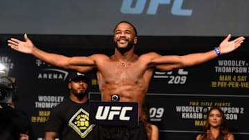 LAS VEGAS, NV - MARCH 03: Rashad Evans poses on the scale during the UFC 209 weigh-in at T-Mobile arena on March 3, 2017 in Las Vegas, Nevada. (Photo by Josh Hedges/Zuffa LLC/Zuffa LLC via Getty Images)