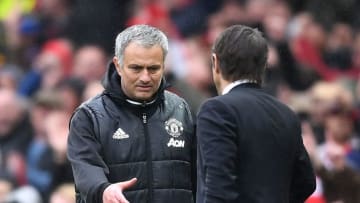 MANCHESTER, ENGLAND - APRIL 16: Jose Mourinho, Manager of Manchester United and Antonio Conte, Manager of Chelsea shake hands after the Premier League match between Manchester United and Chelsea at Old Trafford on April 16, 2017 in Manchester, England. (Photo by Michael Regan/Getty Images)