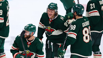 Minnesota Wild forward Kiril Kaprizov met with the media on Thursday to talk about his slow start to the NHL season.. (Photo by Harrison Barden/Getty Images)