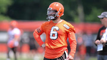 BEREA, OH - JUNE 13: Cleveland Browns quarterback Baker Mayfield (6) participates in drills during the Cleveland Browns Minicamp on June 13, 2018, at the Cleveland Browns Training Facility in Berea, Ohio. (Photo by Frank Jansky/Icon Sportswire via Getty Images)
