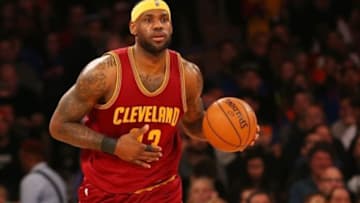 Feb 22, 2015; New York, NY, USA; Cleveland Cavaliers forward LeBron James (23) advances the ball during the second quarter against the New York Knicks at Madison Square Garden. Mandatory Credit: Anthony Gruppuso-USA TODAY Sports