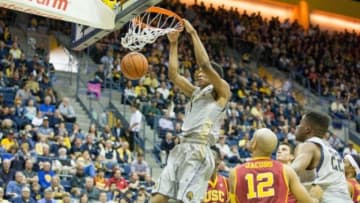 Feb 28, 2016; Berkeley, CA, USA; California Golden Bears forward Ivan Rabb (1) dunks the basketball against the USC Trojans in the first half at Haas Pavilion. Mandatory Credit: Neville E. Guard-USA TODAY Sports