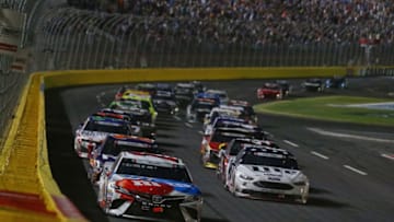 CHARLOTTE, NC - MAY 27: Kyle Busch, driver of the #18 M and M's Red White and Blue Toyota (Photo by Sarah Crabill/Getty Images)