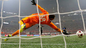 ATLANTA, GA - AUGUST 01: Leandro Fernandes #34 of Juventus scores on the fourth penalty kick against Zack Steffen #18 of the MLS All-Stars during the 2018 MLS All-Star Game at Mercedes-Benz Stadium on August 1, 2018 in Atlanta, Georgia. (Photo by Kevin C. Cox/Getty Images)