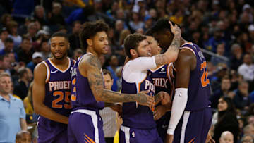 Phoenix Suns Mikal Bridges, Kelly Oubre, Tyler Johnson, Devin Booker, Deandre Ayton (Photo by Lachlan Cunningham/Getty Images)