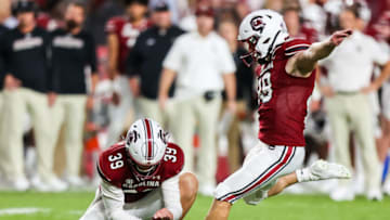 South Carolina football placekicker Mitch Jeter was selected to the watch list for the Lou Groza Award. Mandatory Credit: Jeff Blake-USA TODAY Sports