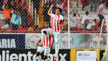 AGUASCALIENTES, MEXICO - SEPTEMBER 15: Matias Fernandez of Necaxa celebrates after the first goal of his team during the 9th round match between Necaxa and Cruz Azul as part of the Torneo Apertura 2018 Liga MX at Victoria Stadium on September 15, 2018 in Aguascalientes, Mexico. (Photo by Jaime Lopez/Jam Media/Getty Images)