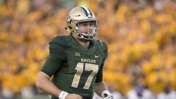 Sep 2, 2016; Waco, TX, USA; Baylor Bears quarterback Seth Russell (17) comes off the field after throwing a touchdown against the Northwestern State Demons during the first quarter at McLane Stadium. Mandatory Credit: Jerome Miron-USA TODAY Sports