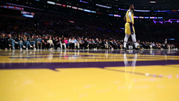LOS ANGELES, CALIFORNIA - MARCH 26: LeBron James #23 of the Los Angeles Lakers looks on during the first half of the game against the Washington Wizards at Staples Center on March 26, 2019 in Los Angeles, California. (Photo by Yong Teck Lim/Getty Images)