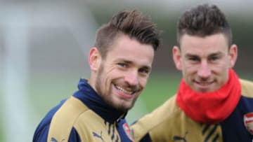 ST ALBANS, ENGLAND - JANUARY 1: Mathieu Debuchy of Arsenal during a training session at London Colney on January 1, 2016 in St Albans, England. (Photo by Stuart MacFarlane/Arsenal FC via Getty Images)