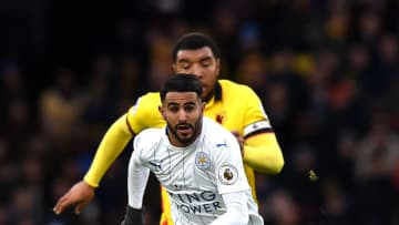 WATFORD, ENGLAND - NOVEMBER 19: Troy Deeney of Watford persues Riyad Mahrez of Leicester City during the Premier League match between Watford and Leicester City at Vicarage Road on November 19, 2016 in Watford, England. (Photo by Tony Marshall/Getty Images)