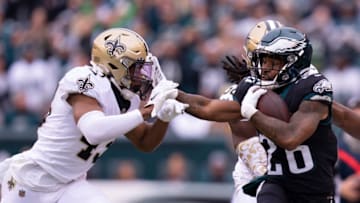 Marcus Williams (L), Miles Sanders (R), Philadelphia Eagles (Photo by Mitchell Leff/Getty Images)
