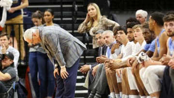 CHARLOTTESVILLE, VA - DECEMBER 07: Head coach Roy Williams of the North Carolina Tar Heels reacts to a play in the second half during a game against the Virginia Cavaliers at John Paul Jones Arena on December 7, 2019 in Charlottesville, Virginia. (Photo by Ryan M. Kelly/Getty Images)