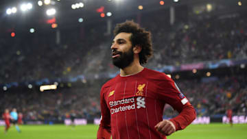 SALZBURG, AUSTRIA - DECEMBER 10: Mohamed Salah of Liverpool celebrates after he scores his team's second goal during the UEFA Champions League group E match between RB Salzburg and Liverpool FC at Red Bull Arena on December 10, 2019 in Salzburg, Austria. (Photo by Michael Regan/Getty Images)