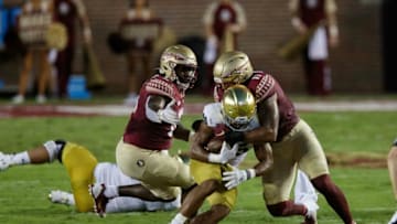 The Notre Dame Fighting Irish lead the Florida State Seminoles 17-14 at the half Sunday, Sept. 5, 2021.Fsu V Notre Dame289