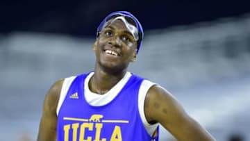 Mar 26, 2015; Houston, TX, USA; UCLA Bruins forward Kevon Looney during practice the day before the semifinals of the south regional of the 2015 NCAA Tournament at NRG Stadium. Mandatory Credit: Bob Donnan-USA TODAY Sports