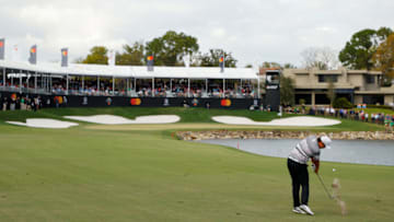 ORLANDO, FLORIDA - MARCH 08: Sungjae Im of South Korea plays a shot 18during the final round of the Arnold Palmer Invitational Presented by MasterCard at the Bay Hill Club and Lodge on March 08, 2020 in Orlando, Florida. (Photo by Kevin C. Cox/Getty Images)