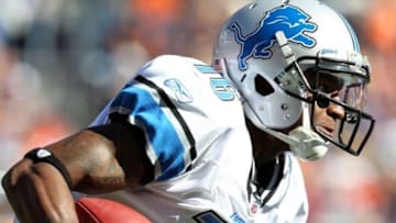 Oct 30, 2011; Denver, CO, USA; Detroit Lions wide receiver Titus Young runs after a catch during the first quarter against the Denver Broncos at Sports Authority Field. Mandatory Credit: Ron Chenoy-USA TODAY Sports
