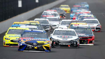 INDIANAPOLIS, IN - SEPTEMBER 10: Kyle Busch, driver of the #18 M and M's Caramel Toyota (Photo by Brian Lawdermilk/Getty Images)