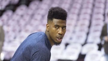CLEVELAND, OH - MAY 12: Iman Shumpert #4 of the Cleveland Cavaliers warms up prior to the game against the Chicago Bulls during Game Five in the Eastern Conference Semifinals of the 2015 NBA Playoffs 2015 at Quicken Loans Arena on May 12, 2015 in Cleveland, Ohio. NOTE TO USER: User expressly acknowledges and agrees that, by downloading and or using this photograph, User is consenting to the terms and conditions of the Getty Images License Agreement. (Photo by Jason Miller/Getty Images)