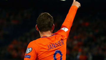 ROTTERDAM, NETHERLANDS - OCTOBER 07: Vincent Janssen of the Netherlands celebrates scoring his teams fourth goal of the game during the FIFA 2018 World Cup Qualifier between Netherlands and Belarus held at De Kuip on October 7, 2016 in Rotterdam, Netherlands. (Photo by Dean Mouhtaropoulos/Getty Images)