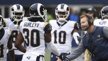 SEATTLE, WA - DECEMBER 17: Running back Todd Gurley (Photo by Steve Dykes/Getty Images)
