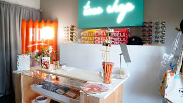 PALM SPRINGS, CALIFORNIA - AUGUST 08: View of the gift shop at The Bell: A Taco Bell Hotel & Resort on August 08, 2019 in Palm Springs, California. (Photo by Erik Voake/Getty Images for Taco Bell)