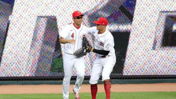 Shogo Akiyama, Nick Senzel, Cincinnati Reds. (Photo by Andy Lyons/Getty Images)