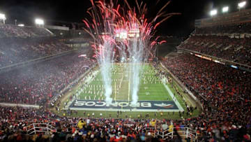 Fireworks top off the post game festivities after the final Denver Broncos (regular season?) football game at Mile High Stadium. (Photo By Craig F. Walker/The Denver Post via Getty Images)