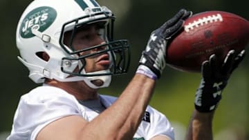 May 25, 2016; New York, NY, USA; New York Jets wide receiver Jalin Marshall (89) catches the ball during OTA at Atlantic Health Training Center. Mandatory Credit: Noah K. Murray-USA TODAY Sports