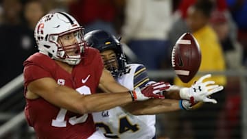 PALO ALTO, CA - NOVEMBER 18: Camryn Bynum #24 of the California Golden Bears breaks up a pass intended for JJ Arcega-Whiteside #19 of the Stanford Cardinal at Stanford Stadium on November 18, 2017 in Palo Alto, California. (Photo by Ezra Shaw/Getty Images)
