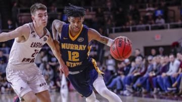 RICHMOND, KY - FEBRUARY 16: Ja Morant #12 of the Murray State Racers brings the ball up court during the game against the Eastern Kentucky Colonels at CFSB Center on February 16, 2019 in Murray, Kentucky. (Photo by Michael Hickey/Getty Images)