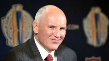 Mar 2, 2016; Toronto, Ontario, Canada; Team Canada general manager Doug Armstrong smiles as he speaks with media during a press conference for the upcoming 2016 World Cup of Hockey at Intercontinental Hotel. Mandatory Credit: Dan Hamilton-USA TODAY Sports