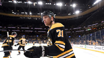May 21, 2021; Boston, Massachusetts, USA; Boston Bruins left wing Taylor Hall (71) skates during warmups prior to game four of the first round of the 2021 Stanley Cup Playoffs against the Washington Capitals at TD Garden. Mandatory Credit: Bob DeChiara-USA TODAY Sports