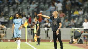 SHENZHEN, CHINA - JULY 28: Manchester City's manager Pep Guardiola gestures during the 2016 International Champions Cup match between Manchester City and Borussia Dortmund at Shenzhen Universiade Stadium on July 28, 2016 in Shenzhen, China. (Photo by Lintao Zhang/Getty Images)
