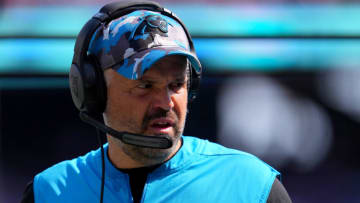 Head coach Matt Rhule of the Carolina Panthers looks on (Photo by Mitchell Leff/Getty Images)