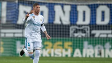 Sergio Ramos controls the ball during the match between Malaga CF against Real Madrid, week 32 of La Liga 2017/18 in Rosaleda stadium, Malaga, SPAIN - 15th April of 2018. (Photo by Jose Breton/NurPhoto via Getty Images)