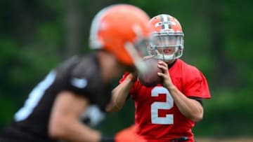 Jun 12, 2014; Berea, OH, USA; Cleveland Browns quarterback Johnny Manziel (2) during minicamp at Browns training facility. Mandatory Credit: Andrew Weber-USA TODAY Sports