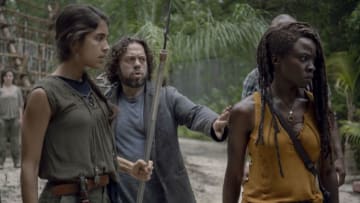 Avianna Mynhier as Rachel, Dan Fogler as Luke, Danai Gurira as Michonne - The Walking Dead _ Season 10, Episode 8 - Photo Credit: Gene Page/AM8