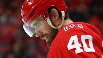 DETROIT, MI - FEBRUARY 13: Henrik Zetterberg #40 of the Detroit Red Wings looks on in the first period while playing the Anaheim Ducks at Little Caesars Arena on February 13, 2018 in Detroit, Michigan. (Photo by Gregory Shamus/Getty Images)