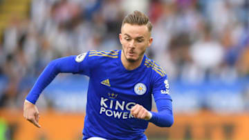 LEICESTER, ENGLAND - OCTOBER 19: James Maddison of Leicester in action during the Premier League match between Leicester City and Burnley FC at The King Power Stadium on October 19, 2019 in Leicester, United Kingdom. (Photo by Michael Regan/Getty Images)