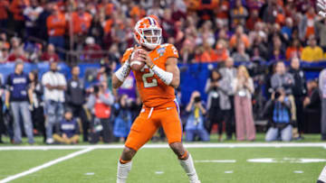 NEW ORLEANS, LA - JANUARY 01: Clemson Tigers quarterback Kelly Bryant (2) throws a pass during the Allstate Sugar Bowl between the Alabama Crimson Tide and the Clemson Tigers at the Mercede-Benz Superdome in New Orleans Louisiana, on January 1, 2018 (Photo by John Korduner/Icon Sportswire via Getty Images)