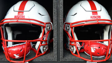 LINCOLN, NE - SEPTEMBER 14: Helmets of the Nebraska Cornhuskers before the game against the Northern Illinois Huskies at Memorial Stadium on September 14, 2019 in Lincoln, Nebraska. (Photo by Steven Branscombe/Getty Images)